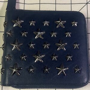 Jimmy Choo Star-Studded Blue Leather Wallet EUC